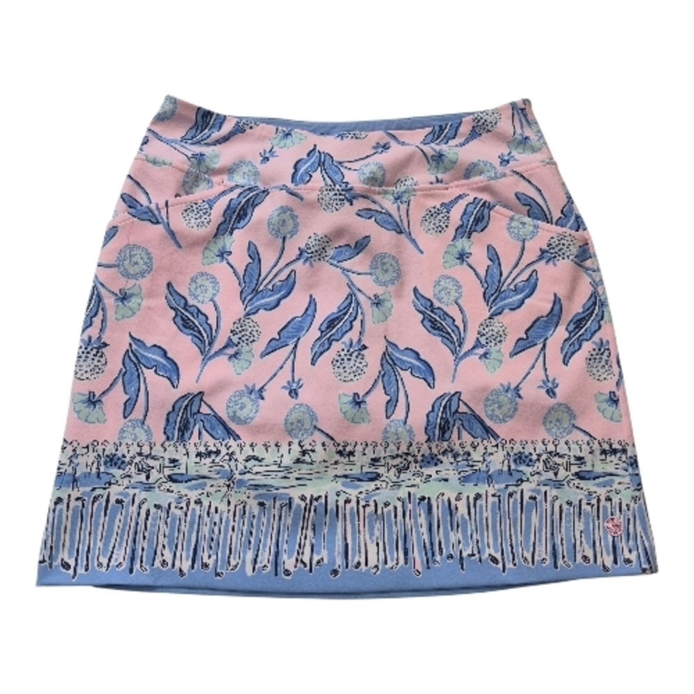 Lilly Pulitzer Luxletic Monica Skort Par Tee Time Print Pink Blue Pockets Sz 2